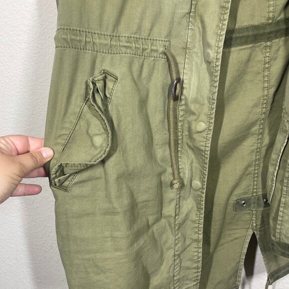 Madewell Small Fishtail Anorak Hooded Jacket Army Green Cotton Blend Pockets - Picture 7 of 11